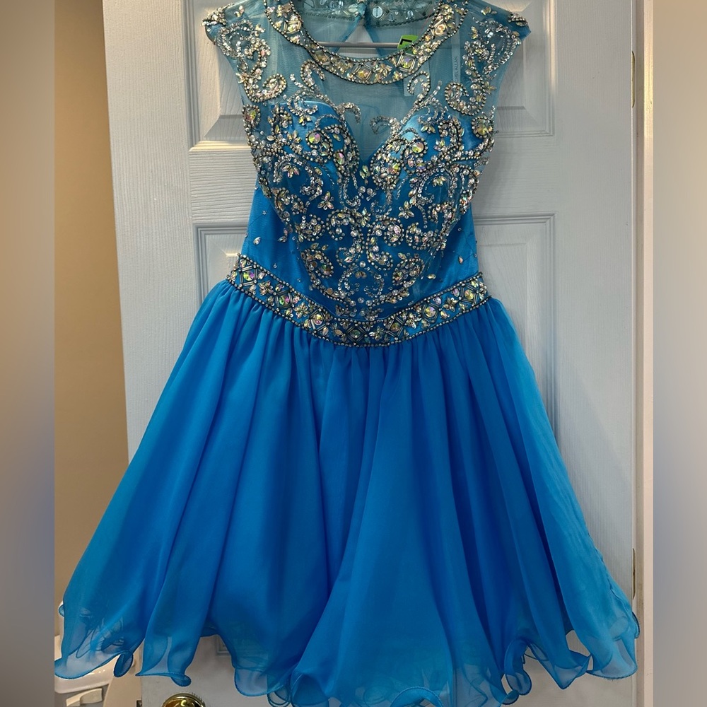 Rachel Allan Sparkling Blue Formal  Dress